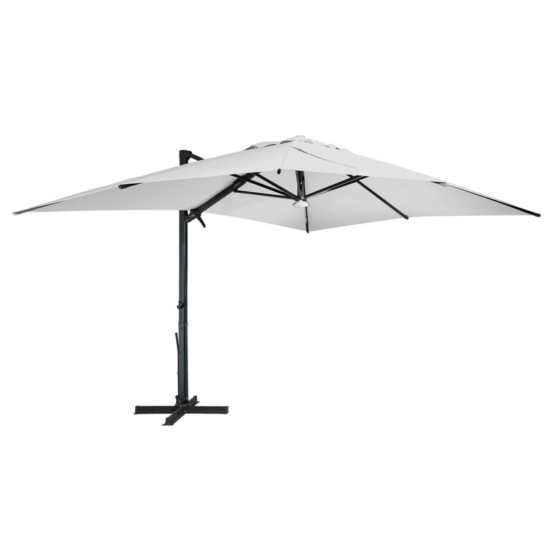 Parasol en porte-à-faux rectangulaire avec haut-parleur Bluetooth 13 'x 10' Mytchell, gris, H 103,6 po x l 156 po x P 120 po