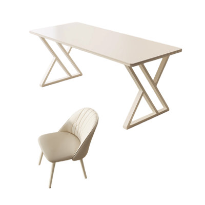 Modern Creamy Style Rock Slab Writing Desk
