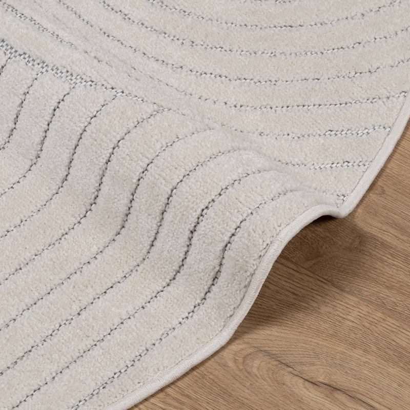 Modern Indoor and Outdoor Rug, Cream, Round 160 cm