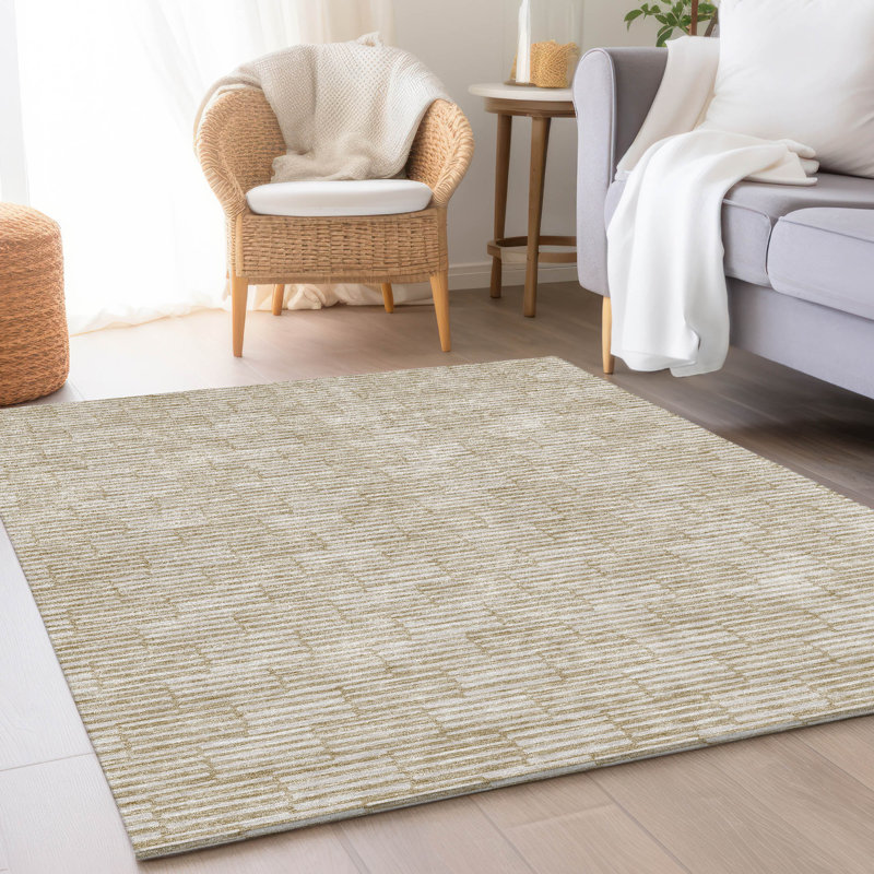 Premium Machine Washable Prisco Beige Rug, Rectangle 9' x 12'