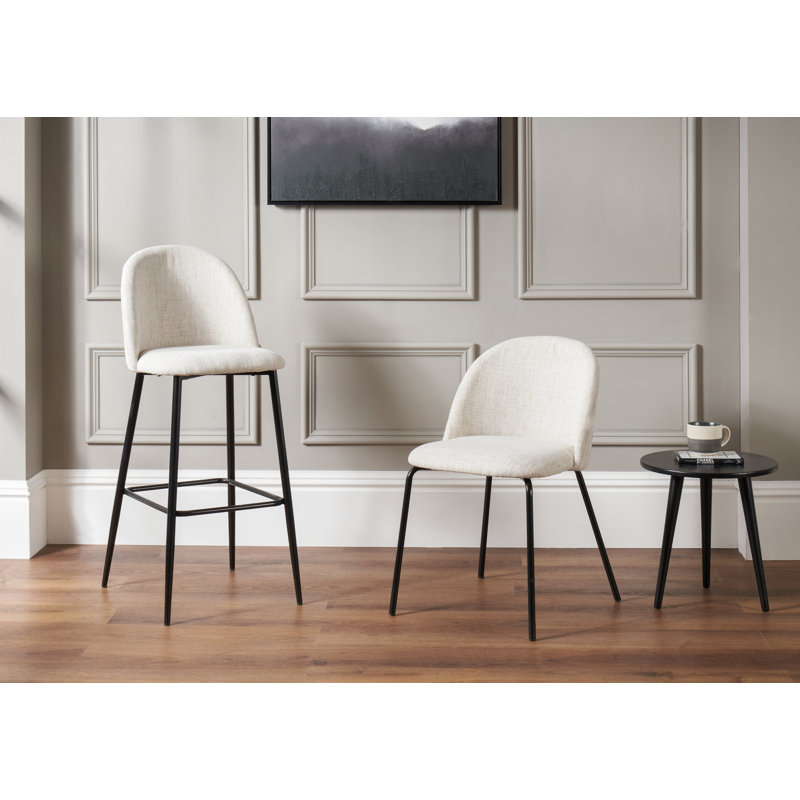 Upholstered Counter Stool with Metal Frame, Grey