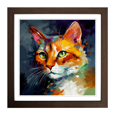 Cat Abstract Art No.2 - Single Picture Frame Print on Wood