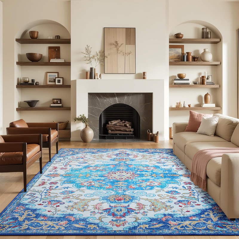 Straub Large Tranditional Rugs Living Room Rug Washable Bedroom Rug Non-Slip Colorful Vintage Accent Floor Carpet For Home Decor