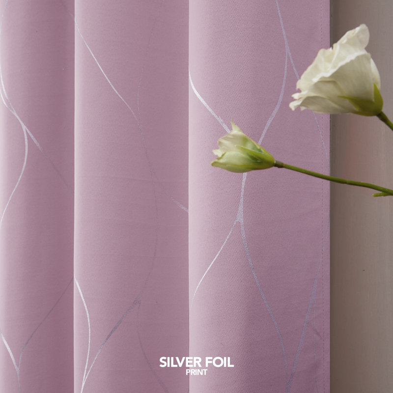 Kellda Thermal Room Darkening Polyester Curtain Panels , 42" W x 63" L, Lavender Pink