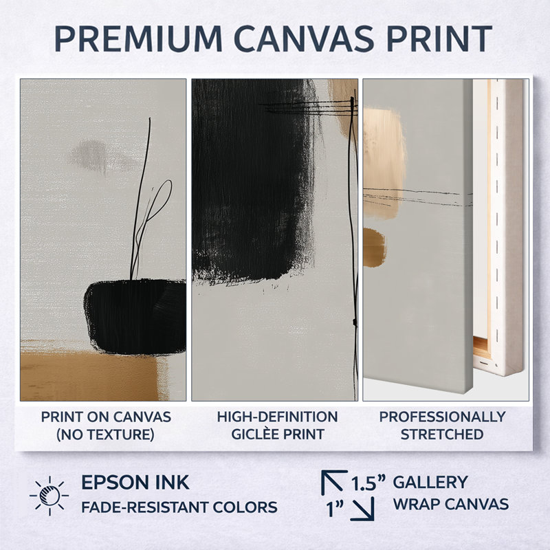 Formes noires avec mélange abstrait de minimalisme gris - art minimaliste gris 2 pièces, H 32 po x l 32 po