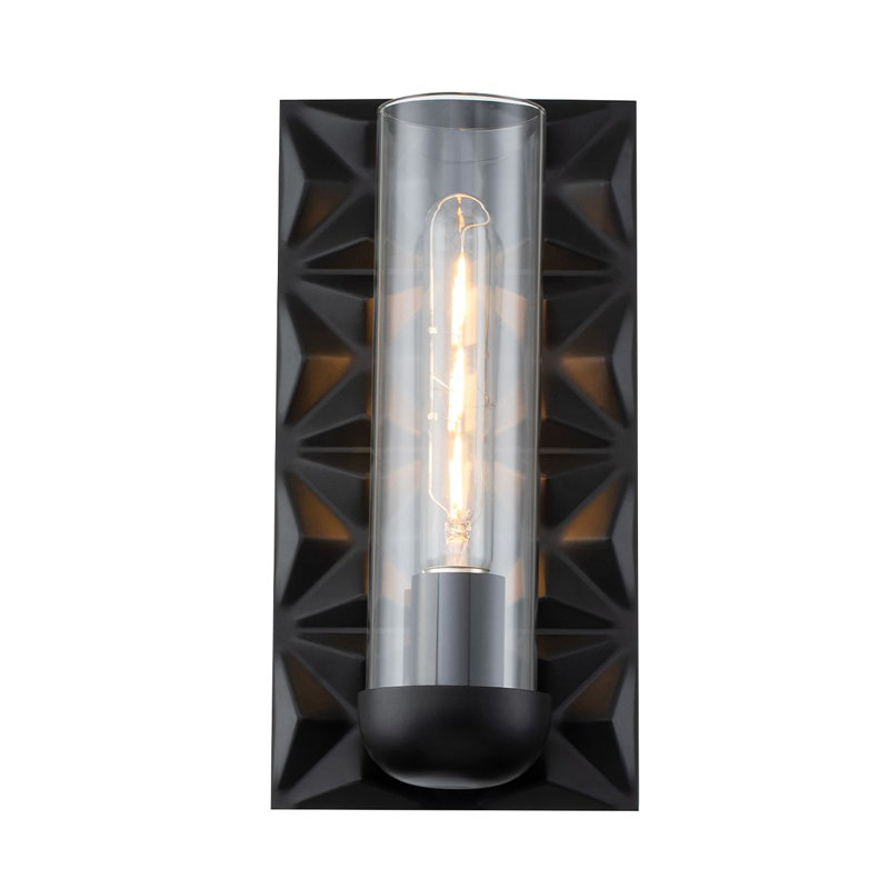 Alpha Iron Metal Armed Wall Sconce, Matte Black