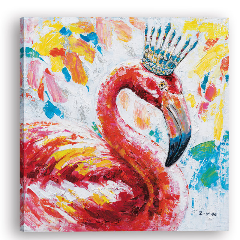 " The Queen Flamingo ", 20" H x 20" W x 2"