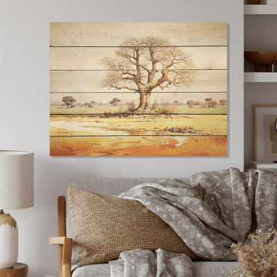 «Desert Baobabs Resistance I», art du bois de baobab sur bois de pin naturel