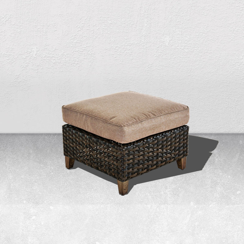 Repose-pieds d'extérieur avec coussin Umeh, Beige