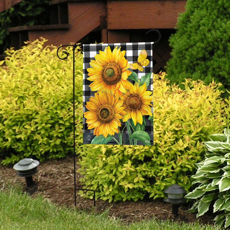 Drapeau de jardin à carreaux tournesols d'été