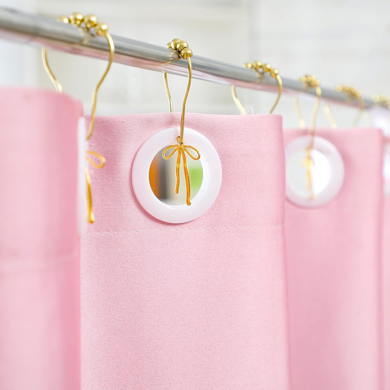 12 crochets de rideau de douche à nœuds en or à motif de nœuds de douche en métal antirouille et anneaux de rideau coulissants en vrac pour salle de bain