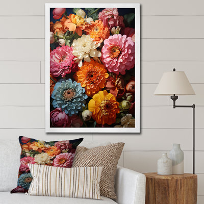 «Beautiful Pastel Zinnias Blooms II - Flower», art mural