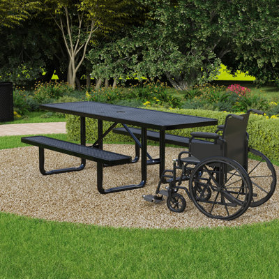 Leisure Craft 8 FT ADA Accessible Outdoor Picnic Table with 2 Bench Seats