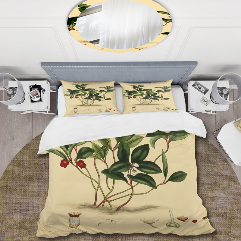 Ensemble de housse de couette traditionnel Vintage Plant Life III - microfibre de polyester