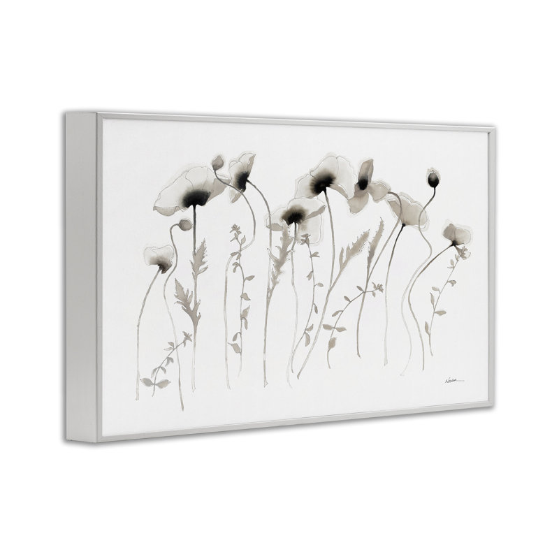 Branches de coquelicots blanches par Shirley Novak bg-031, Estampe numérique encadrée blanc bord de mer, H 16 po x l 24 po
