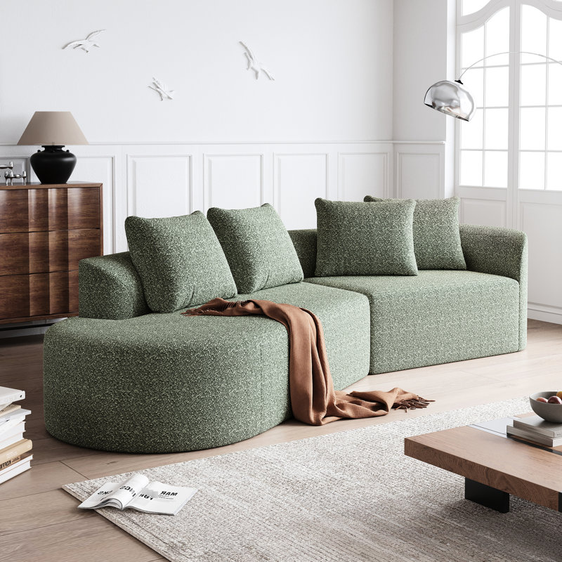 Canapé modulaire surdimensionné moderne en chenille 4 de 112 pouces avec 4 coussins décoratifs, siège à nuage extra profond et large pour le salon et la chambre à coucher, rembourrage en mousse à haute résilience, aucun assemblage requis