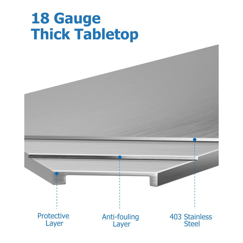 Tables de travail en acier inoxydable, H 34 po x l 48 po x P 30 po