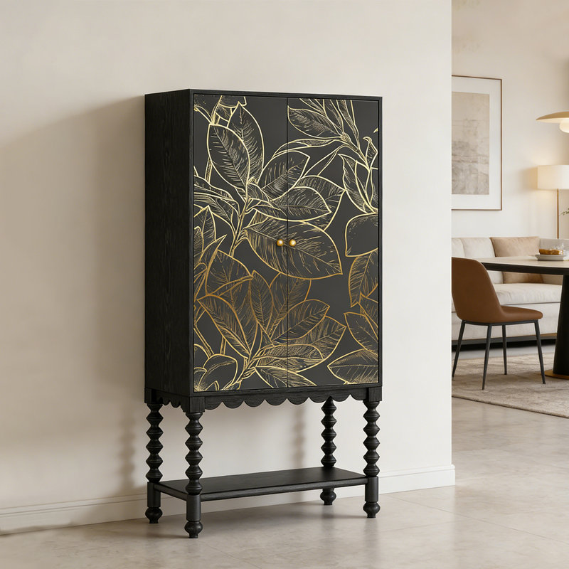 Multi-functional Roman column wooden sideboard