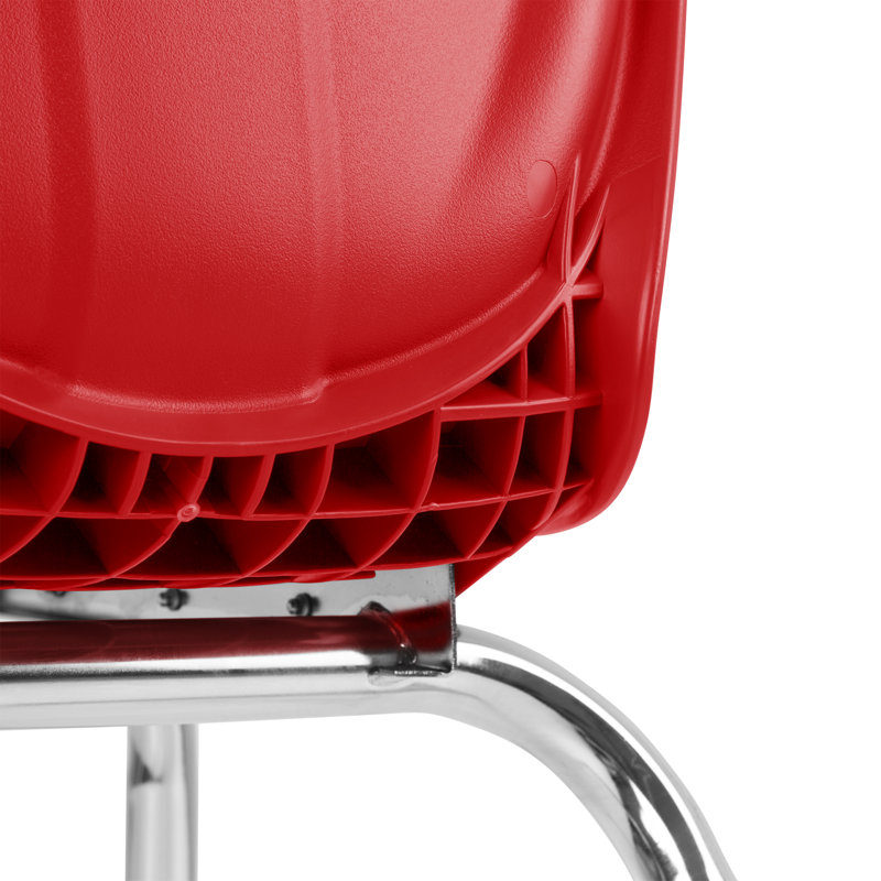 Chaises de classe empilables en plastique avec sièges profilés Shapes Series (ensemble de 4), Rouge, 14 po