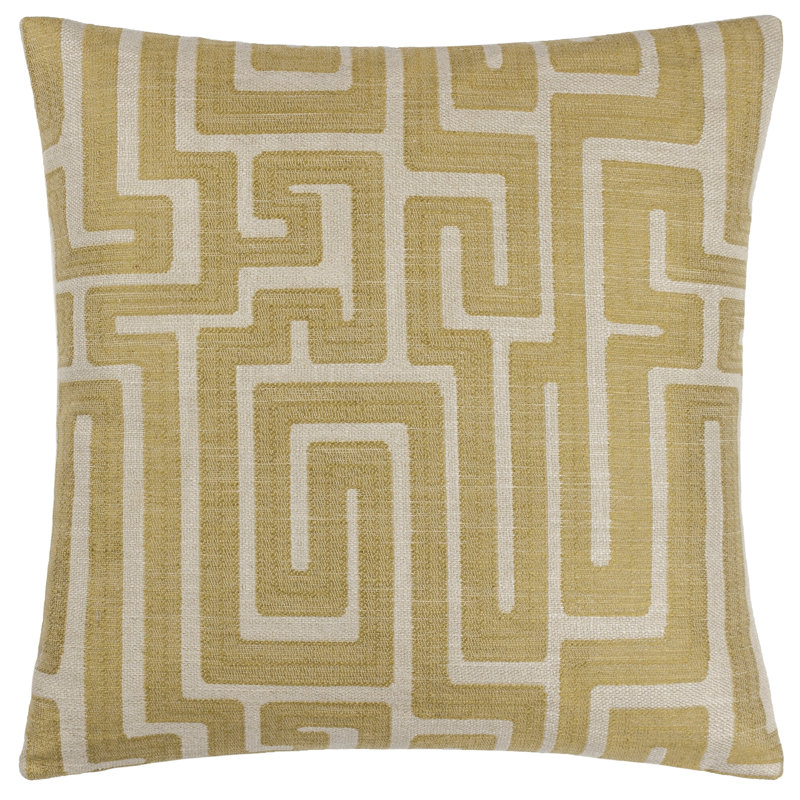 Moneik Geometric Square Cushion, Olive