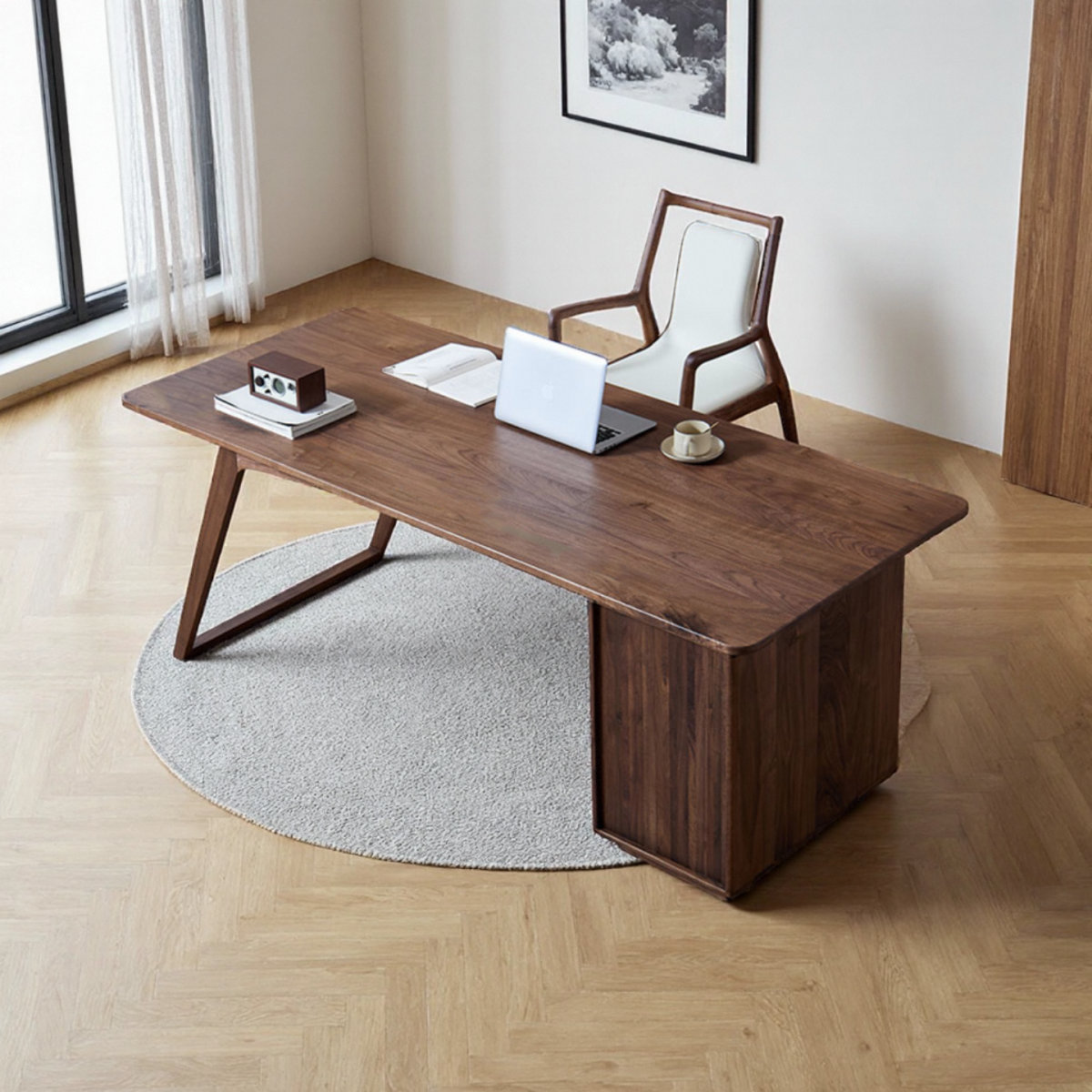 Loon Peak Modern Solid Walnut Wood Rectangular Writing Desk - Wayfair ...