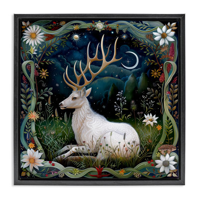 "White Deer Forest", art mural encadré sur toile flottante par The Dutch Lady