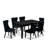 7 Piece Dinette Set Includes a Rectangle Dining Table and 6 Polyester Fabric Upholstered Parson Chairs, Black