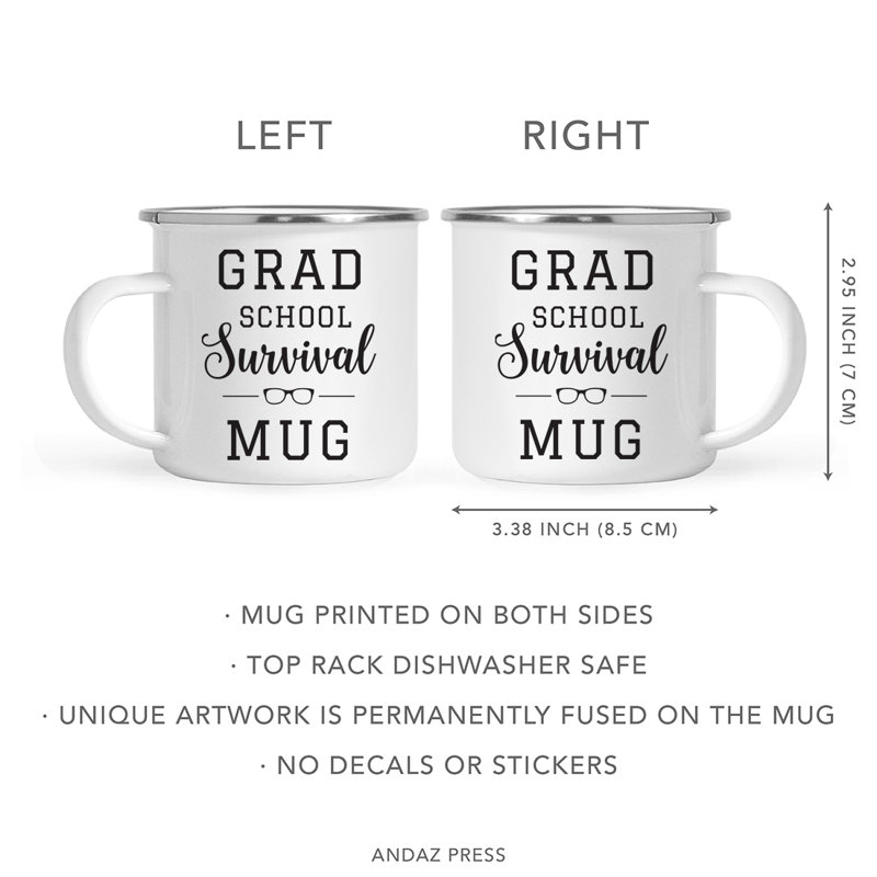 11 oz. Cadeau de tasse à café en acier inoxydable Graduation, une tasse de survie pour école Grad, paquet de 1, comprend une boîte-cadeau, des tasses de camping en émail pour les étudiants de la classe de 2019