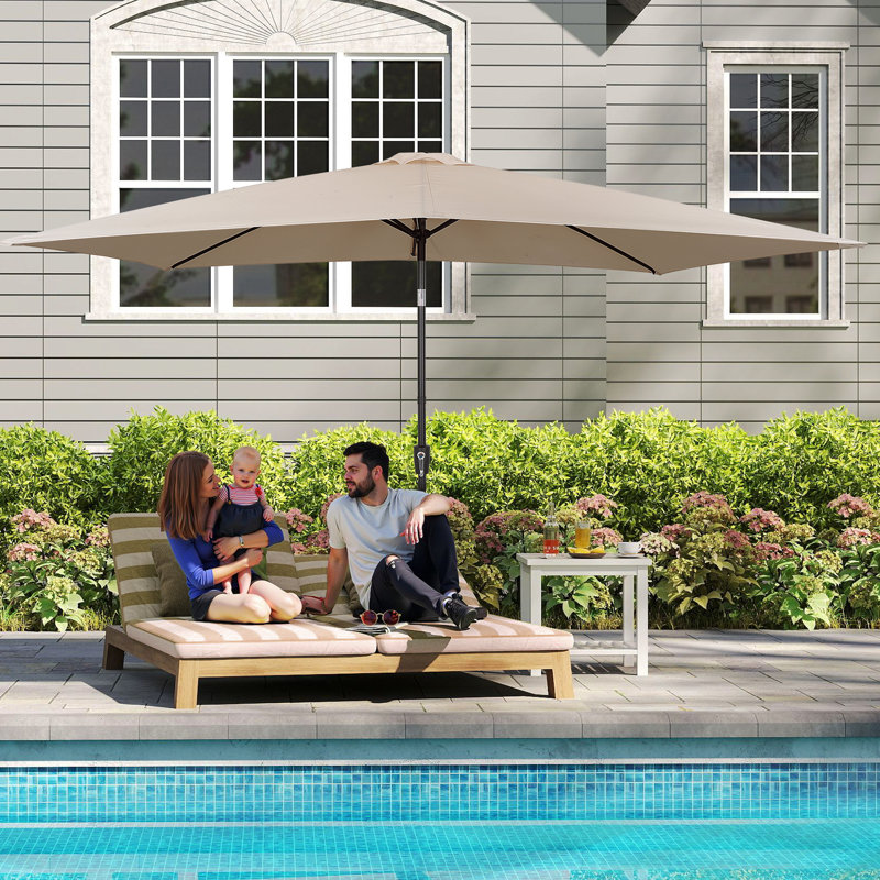 3M Large Square Paraso with UV, Garden Sun Shade Canopy Patio Outdoor Umbrella, Beige