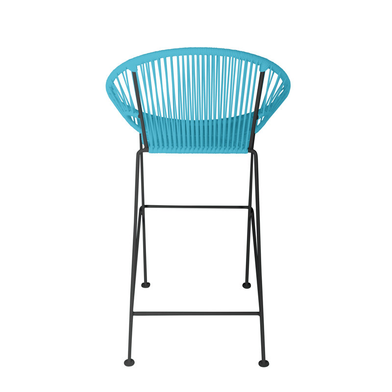 Tabouret à hauteur de comptoir fabriqué à la main Puerto, bleu, Chrome chrome