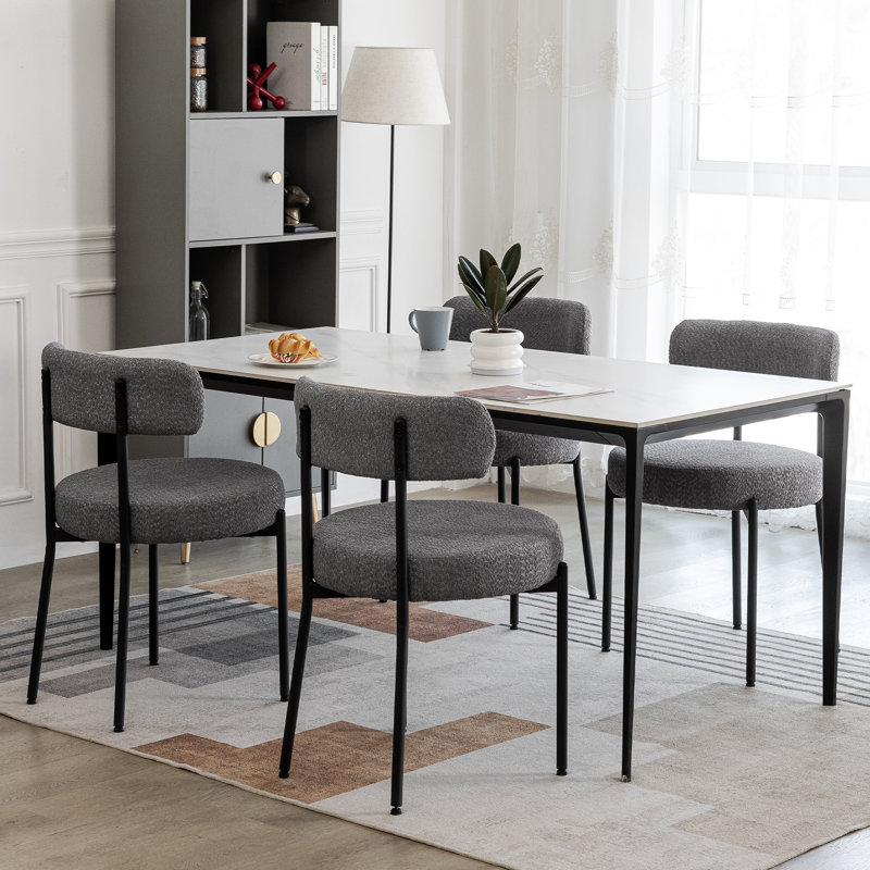 106.68cm H Upholstered Metal Side Chair, Grey