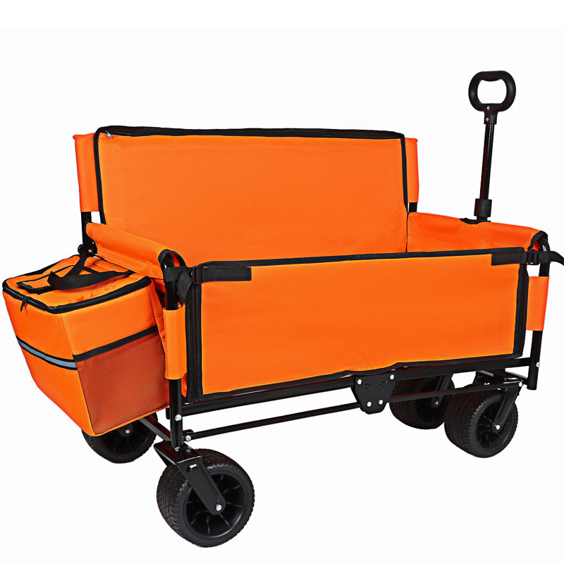 Folding Wagon Cart With Bench Sea, Orange