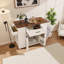 Îlot de cuisine sur roulettes 46 po avec prise de courant et rangement - Table de bar roulante blanche avec tiroir et tablette réglable pour le salon / salle à manger