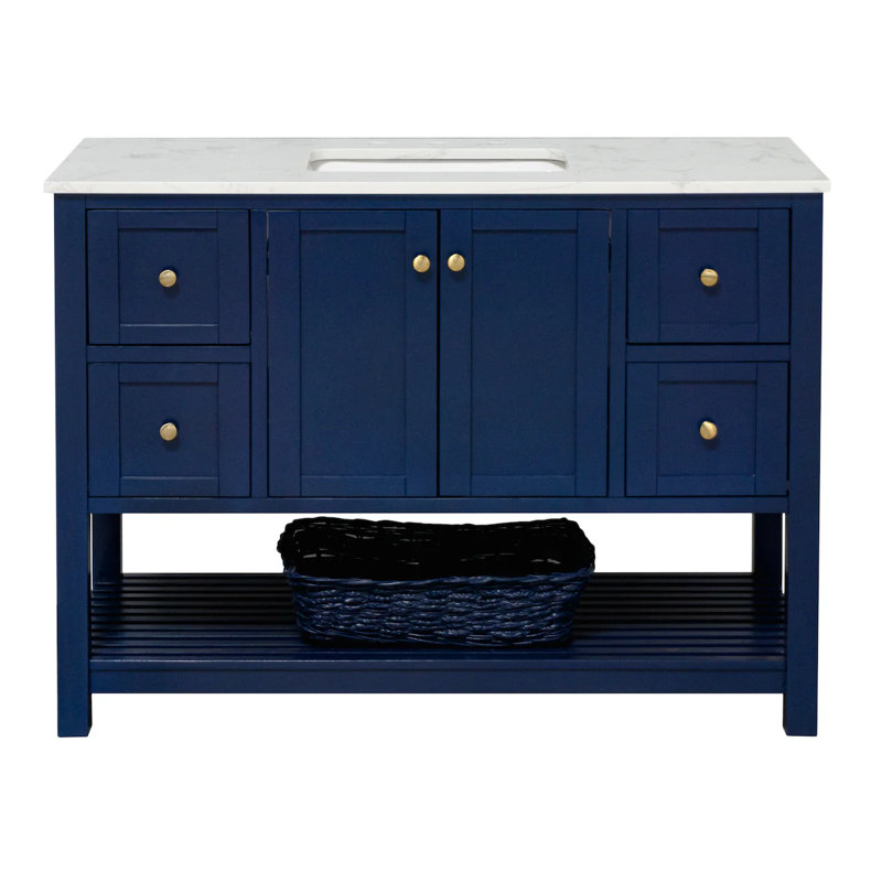 Ensemble de meuble-lavabo simple 48 po Binne, Carrara d'ingénierie, Bleu royal