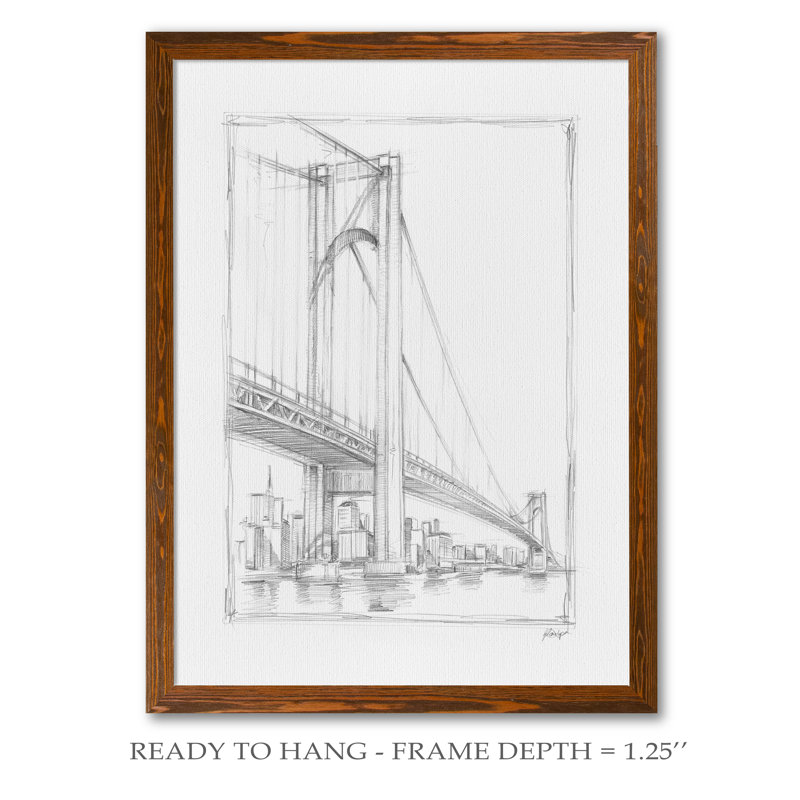 «Suspension Bridge Study I» par Paul Cezanne - reproduction d'art encadrée, H 30 po x l 22 po x P 2 po