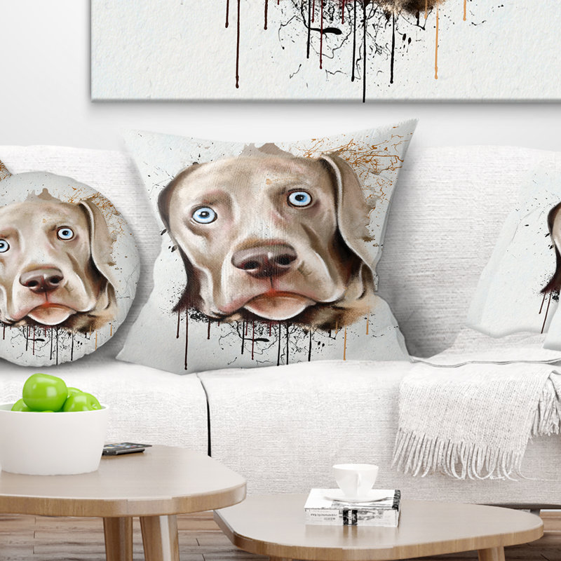 Portrait d'un chien mignon - aquarelle, 18 po x 18 po, Coussin décoratif