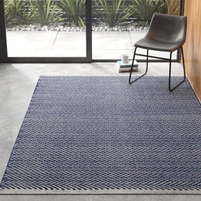 Herringbone Handwoven Cotton Indigo Area Rug