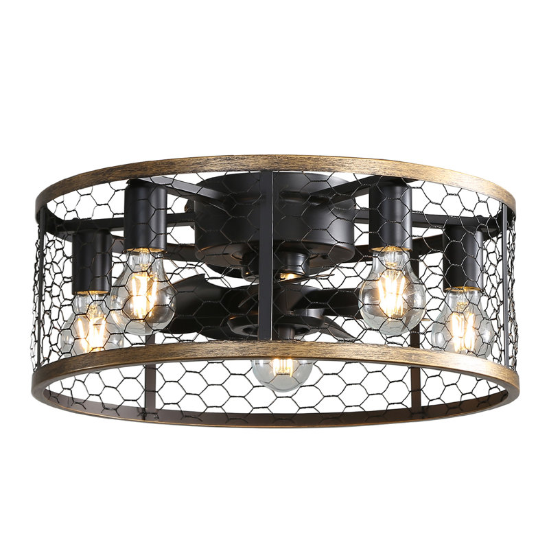 Ventilateur de plafond industriel en cage de 20 pouces, avec moteur à courant continu réversible à 7 pales ABS, petit ventilateur encastré pour ferme