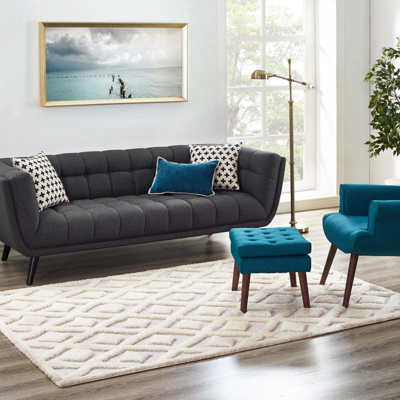 Ivory Diamond Shag Chenille 5' x 8' Area Rug
