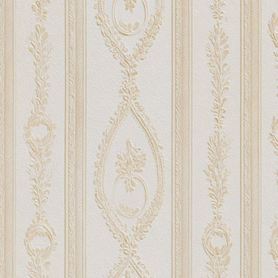Peel and Stick Wallpaper Elegant Ivory Stripes Floral minimalistic classic vintage Vertical Contact Paper Removable Self Adhesive Wall Mural Wall Decor for Bedroom Kitchen Cabinets 24in x 118in