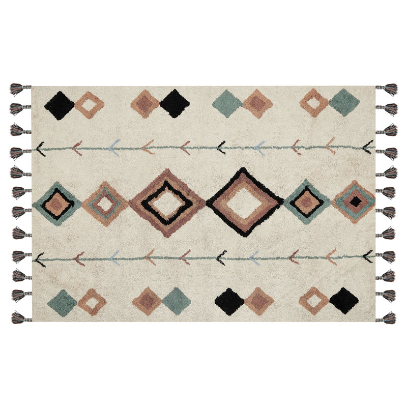 McLelland Geometric Cotton Hand Woven Area Rug, Rectangle 140 x 200cm