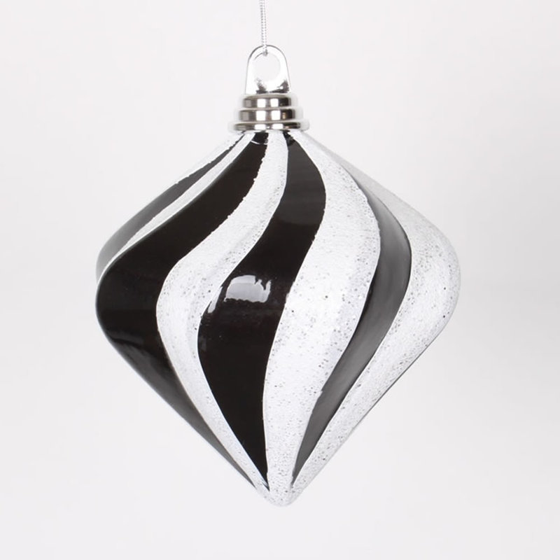Ornement en forme de diamant, H 6 po x l 6 po x P 6 po, Noir / Blanc