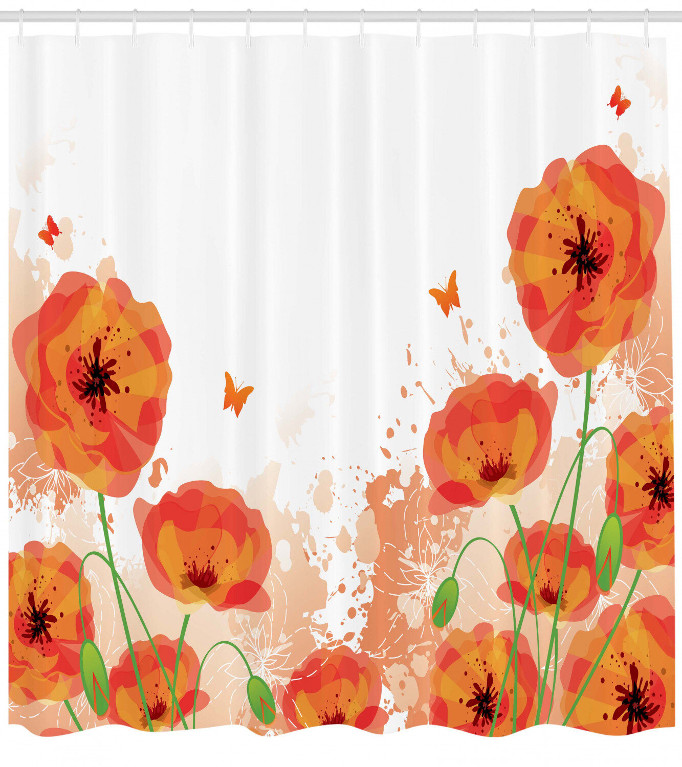 Bless international Floral Shower Curtain with Hooks Included