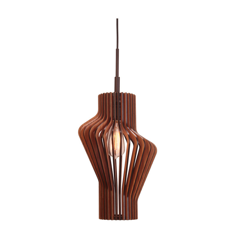Luminaire suspendu géométrique 1 lumière Brogden, Cerisier, Nickel, H 21,5 po x l 13,75 po x P 13,75 po
