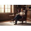 Upholstered Full Grain Leather Wingback Chair-415198413