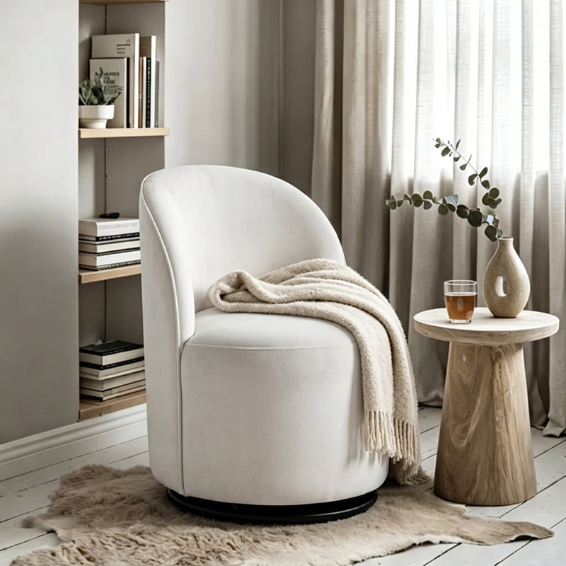 Chaise de baril en velours, 1, Beige