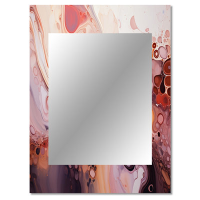 Pink abstract liquid ink galaxies II - Liquid Ink Mirror, Modern Decorative Wall Mirror, Printed Metal Art