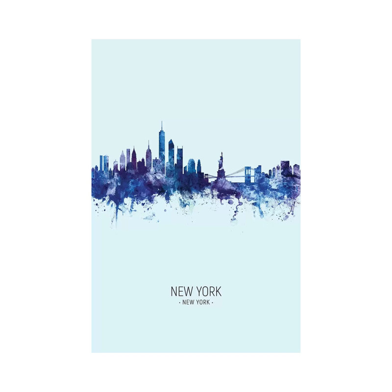 New York Skyline Portrait Dark Blue by Michael Tompsett - Wrapped Canvas Gallery-Wrapped Canvas Giclée