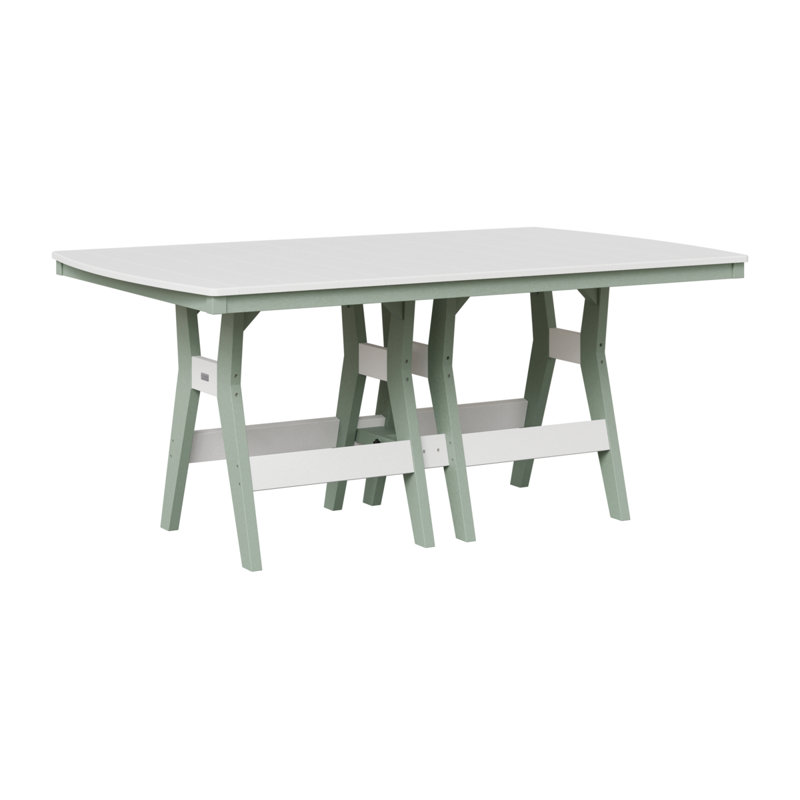Berlin Gardens Harbour 72″ Rectangular Dining Table, 30.37" H x 72" W x 44" D, White, Seafoam