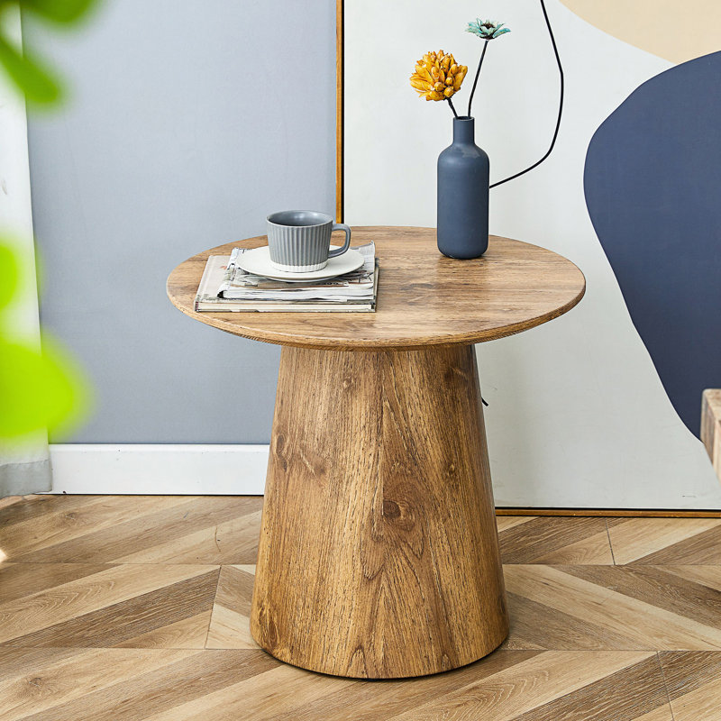 Table basse ronde en grain de bois naturel, table de salon